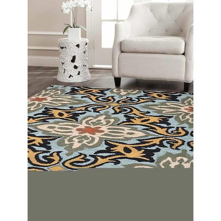 GLITZY RUGS 8 x 10 ft. Hand Tufted Wool Area Rug, Blue - Floral UBSK00722T0003A15